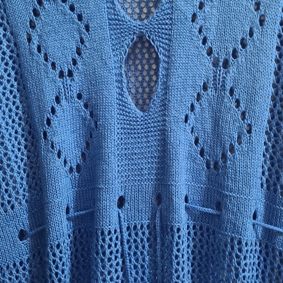 TRÏBE Crocheted lace high low swimsuit cover up  beach dress navy blue O/S NWT - Picture 6 of 7